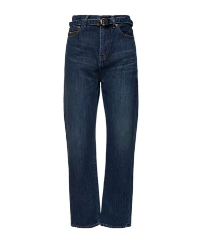 Sacai Straight Denim Jeans In Blue