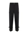 Sacai Belted Cotton Pants In Black