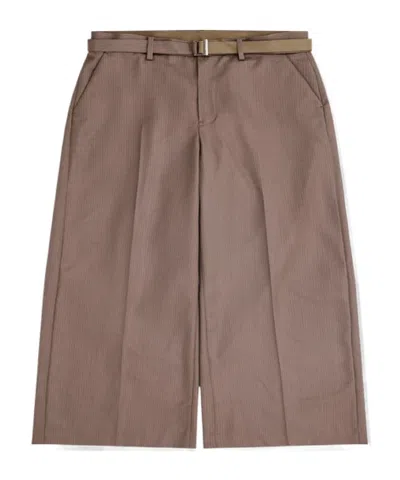 Sacai Belt Loop Shorts In Brown