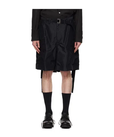 Sacai Belt-loop Shorts In Black
