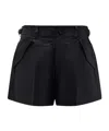 Sacai Front Pleats Wool Blend Shorts In Black