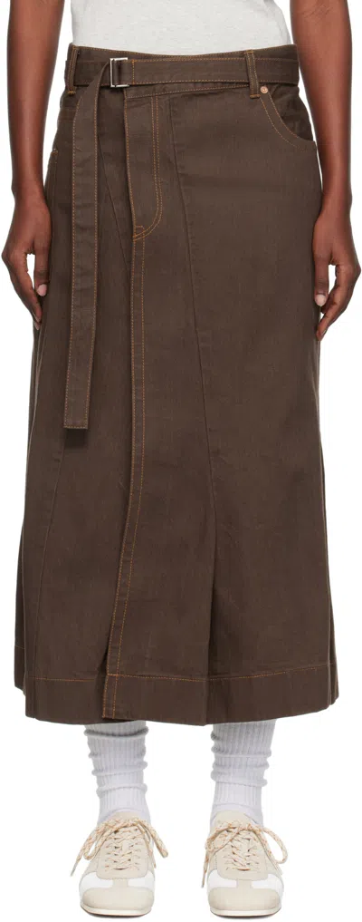 Sacai Belt Loop Skirt In Brown
