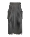 Sacai Glen Pleated Check Pocket Midi Skirt In Black