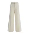 Sacai Wide Leg Denim Trousers With Button Detail In White