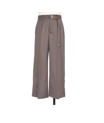 Sacai Belt Wool Loop Casual Pants In Gray
