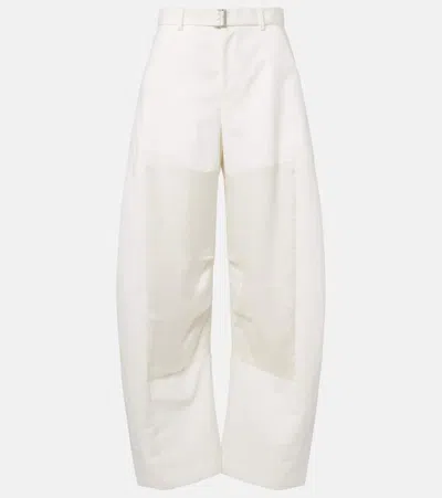 Sacai Belted Barrel-leg Pants In White