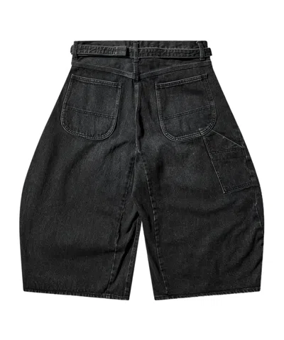 Sacai Belted Barrel-leg Shorts In Multi