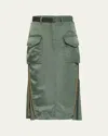 Sacai Belted Cargo Midi Skirt In Bkhaki