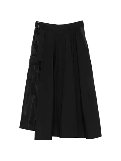 Sacai Belted Cargo Midi Skirt In Black