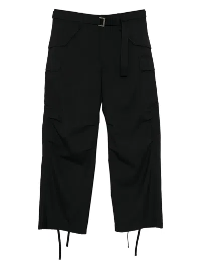 Sacai Belted Cargo Pants In Black