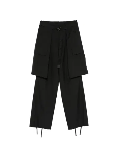 Sacai Belted Cargo Pants In Black