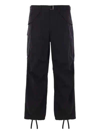 Sacai Belted Cargo Trousers In Black