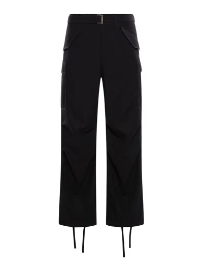 Sacai Belted Cargo Trousers In Black