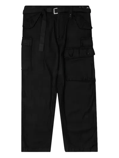 Sacai Belted Cargo Trousers In Black