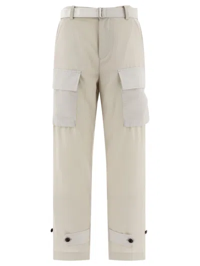 Sacai Belted Cargo Trousers In Nude