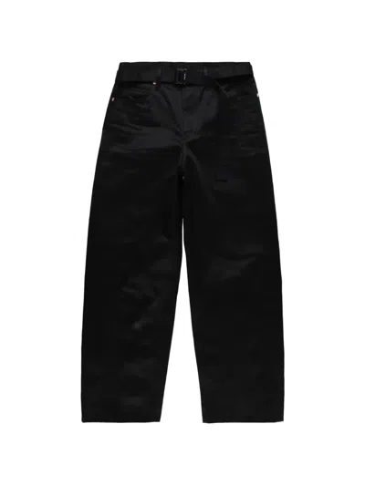 Sacai Belted Chino Trousers In Black