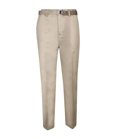 Sacai Belted Chino Trousers In Beige