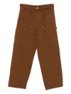 Sacai Belted Cotton Pants In Brown