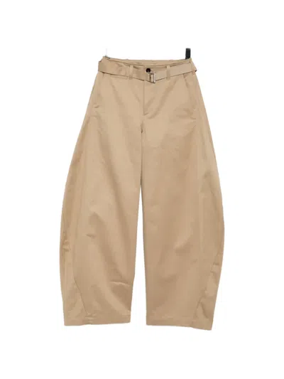 Sacai Cotton Chino Trousers Wide Leg Design In Neutral