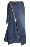 Sacai Asymmetric Denim Skirt Featuring Zip Detail In Blue