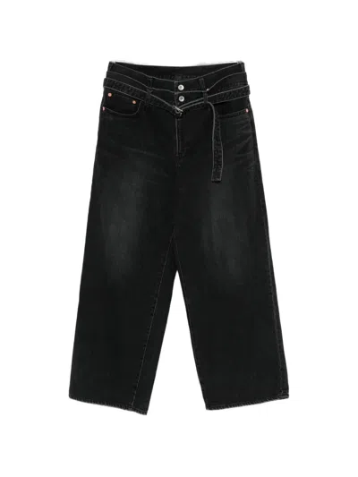 Sacai Belted Denim In Black
