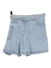 Sacai Belted Denim Skirt In Blue
