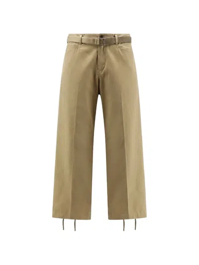 Sacai Belted Drawstring-hem Trousers In Brown