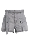 Sacai Belted-waist High-waisted Shorts In Gray 301