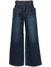 Sacai Belted Mid Rise Denim Wide Jeans In Blue