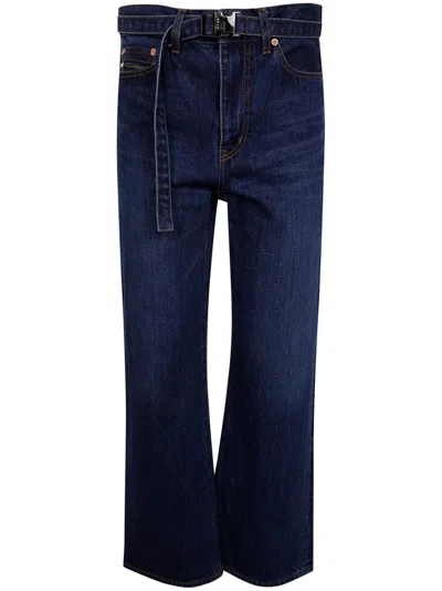 Sacai Belted Jeans In Blue