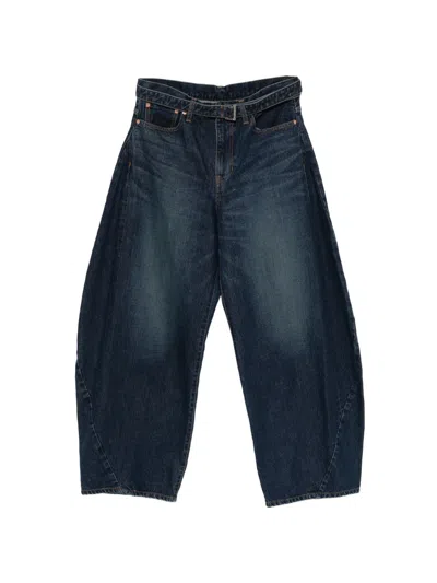 Sacai Wide Leg Straight Trousers Five Pocket In Blue