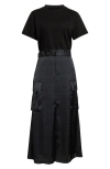 Sacai Panelled Maxi Skirt In Black