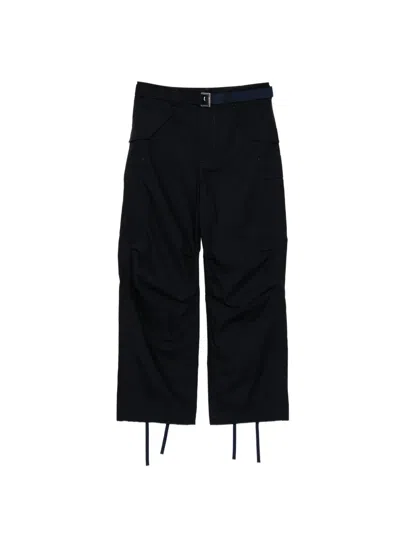 Sacai Belted Oxford Pants In Black