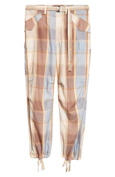sacai Plaid Pants BROWN×BLUE sacai: Men's Plaid Pants (Brown Plaid) | DSML E-SHOP
