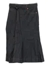 Sacai Belted Pleated Denim Skirt In Blue