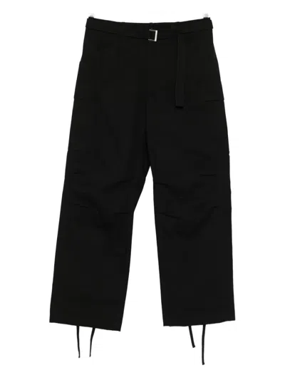 Sacai Belted Ripstop Cargo Trousers In Black