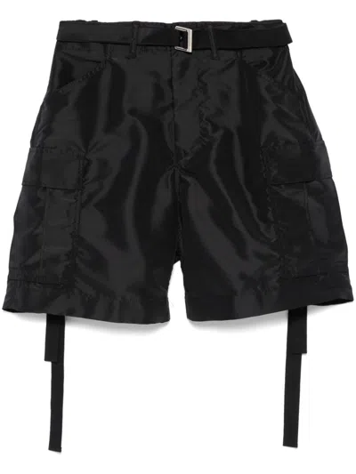 Sacai Belted Shorts In Black