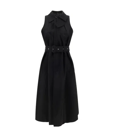 Sacai Belted Sleeveless Dress In Black