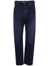 Sacai Belted Straight Jeans In Blue