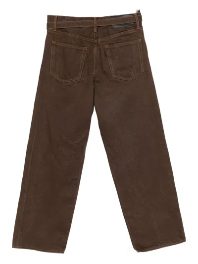 Sacai Belted Straight Jeans In Brown