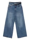 Sacai Belted Straight-leg Jeans In Blue