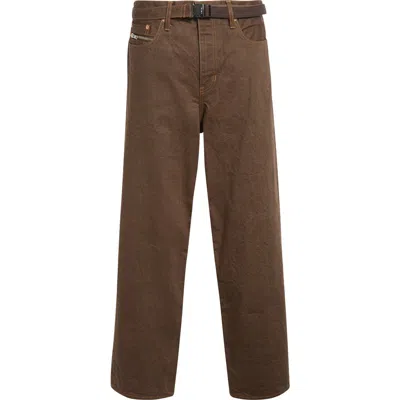 Sacai Belted Straight Leg Jeans In Brown