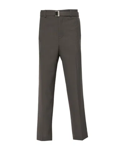 Sacai Belted Straight-leg Trousers In Black