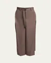 Sacai Belted Suiting Pleated Wool Skirt In Taupe