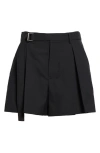 SACAI BELTED SUITING SHORTS