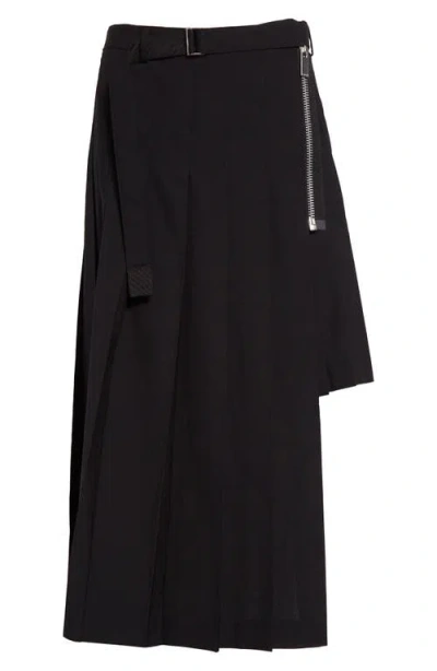 Sacai Belted Suiting Skirt In Black