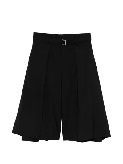 Sacai Belted Tailored Shorts In Black