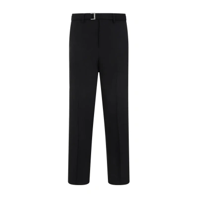 Sacai Belted Tailored Trousers In Black