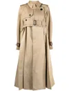 Sacai Belted Trench Coat In Brown