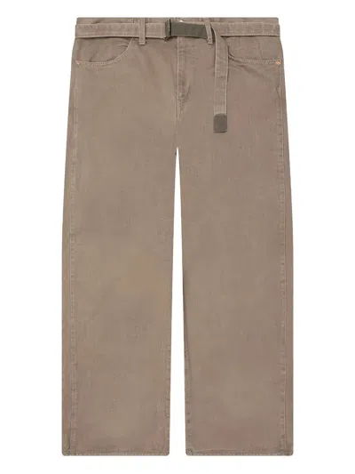 Sacai Belted Trousers In Brown